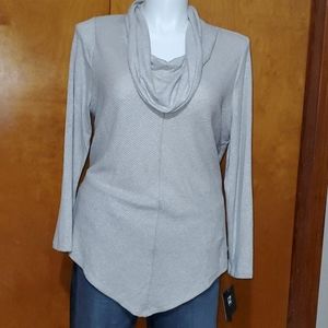 1XL IZ Byer cowl neck sweater taupe/gray NWT